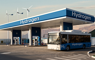 Autobús repostando en una hidrogenera, espacio en el que es básico una buena Gestión de Riesgos